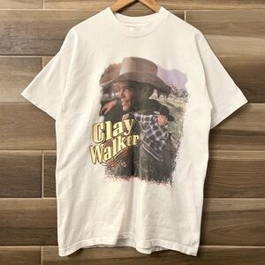 Vintage 90’s Clay Walker Country Tour Band Tee White T Shirt Size Large Cowboy